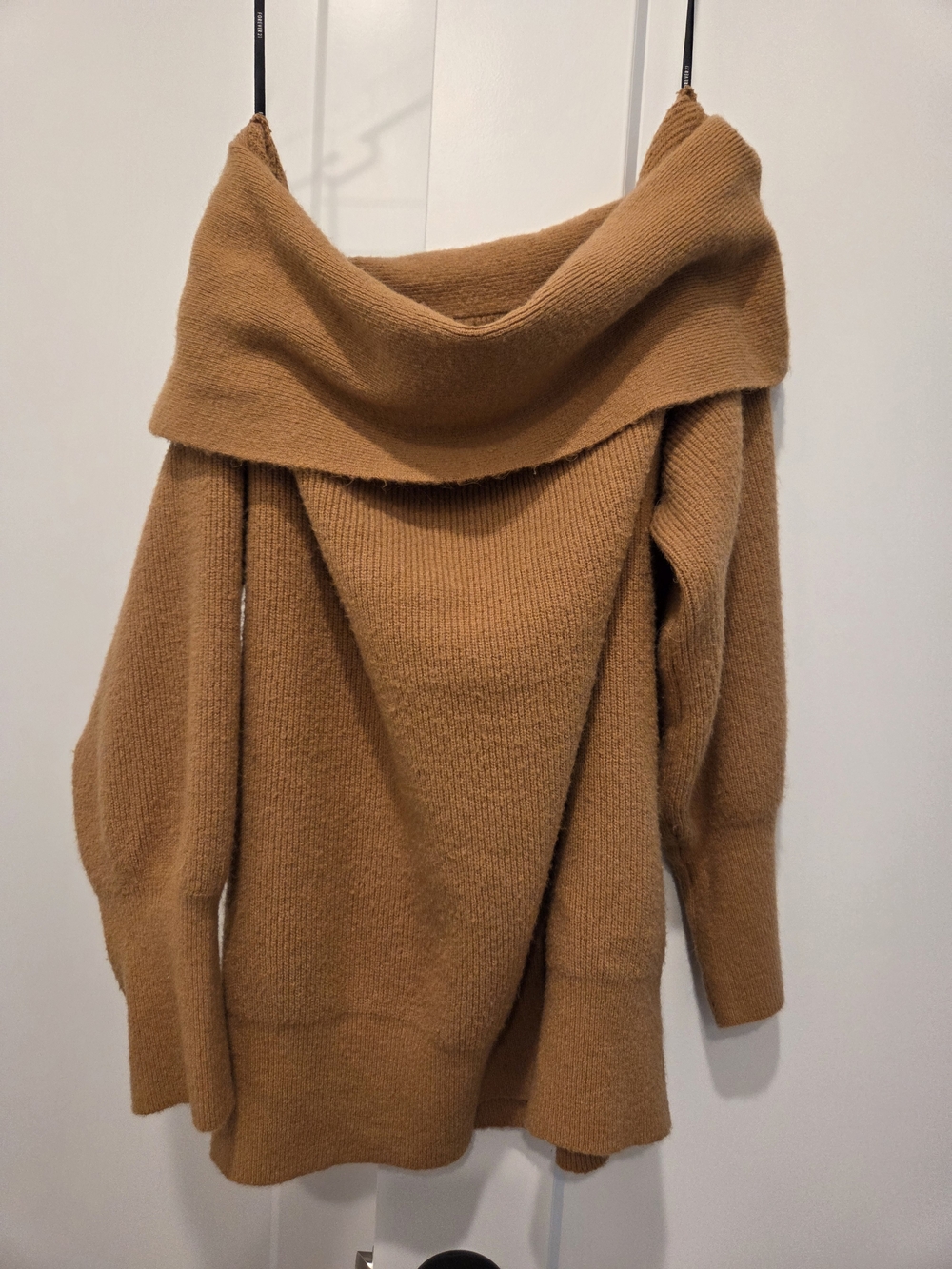 Forever 21 Camel Off-the-Shoulder Knit Sweater